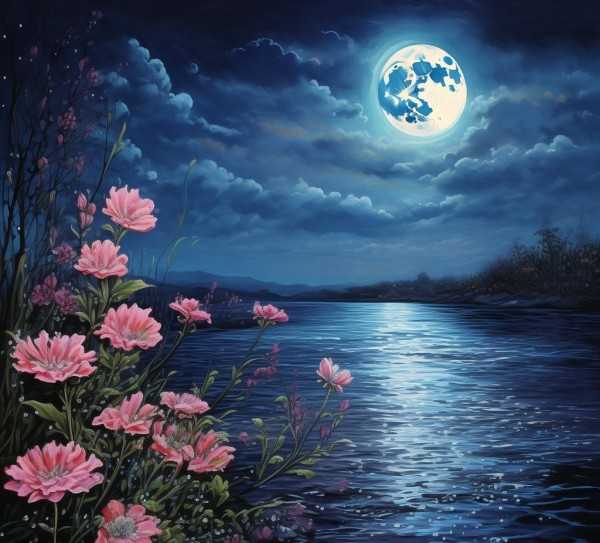 若虚春江花月夜，月江花夜之美韵赏析,月映江面花映夜—细品若虚春江花月夜原文之美,魅力,第1张
