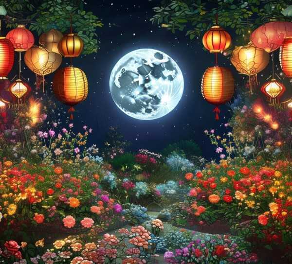 元宵佳节，月圆花好，灯彩璀璨,月圆花好，灯彩辉煌——元宵佳节之美景,画卷,智慧,第1张