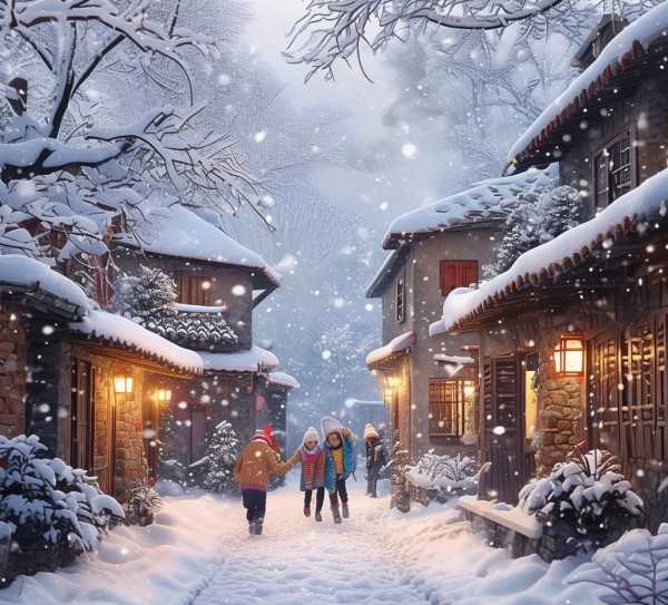 春雪温韵，岁月静好里的温馨瞬间,春雪纷飞，岁月静好—一场春雪中的温暖故事,智慧,温暖,记忆,第1张